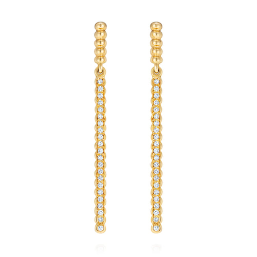 BEADED BAR EARRINGS WITH DIAMONDS