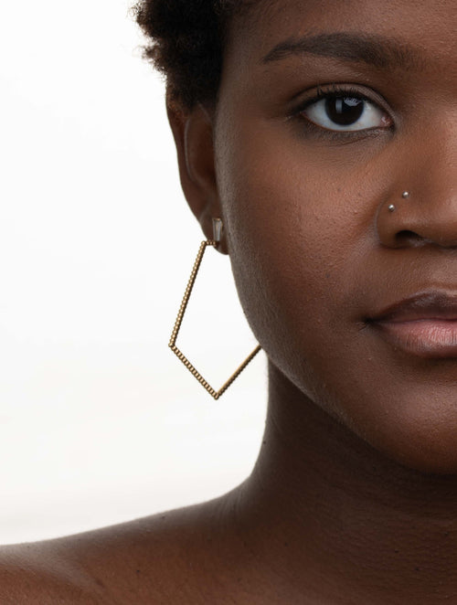 BEADED PENTAGON DIAMOND EARRINGS